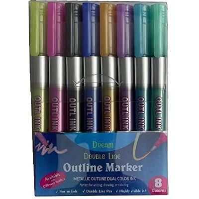 Generico - 8-Double-Line-Markers - Multicolor - Metallic - Marker set Generico - 8-Double-Line-Markers - Multicolor - Metallic - Marker set
