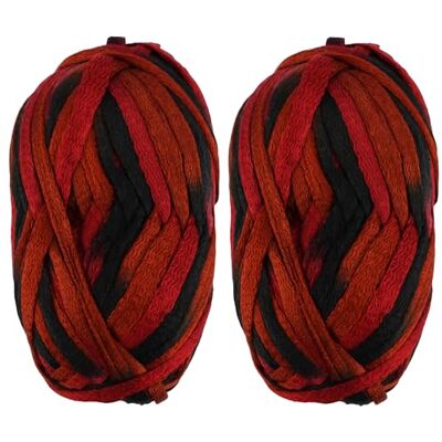 BambooMN Marchio: 2 matasse di filato a rete per sciarpe, 200 g (60 m), 100% acrilico, rosso nero BambooMN Marchio: 2 matasse di filato a rete per sciarpe, 200 g (60 m), 100% acrilico, rosso nero