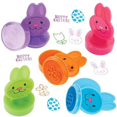 Baker Ross Timbri autoinchiostranti a forma di coniglietti Confezione da 10, timbri pasquali per bambini per attività artistiche Baker Ross Timbri autoinchiostranti a forma di coniglietti Confezione da 10, timbri pasquali per bambini per attività artistiche
