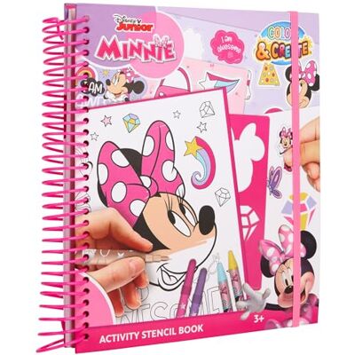 Disney Junior Minnie Mouse Libro Creativo con Stencil Attività Color & Create Con Adesivi e Disegni da Colorare Set Creativo per Bambini dai 3 Anni (MM24356) Disney Junior Minnie Mouse Libro Creativo con Stencil Attività Color & Create Con Adesivi e Disegni da Colorare Set Creativo per Bambini dai 3 Anni (MM24356)