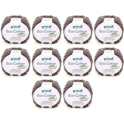 Gründl Lana Eco Cotton (filato in 100% cotone biologico, certificato Oeko-Tex®, facile da pulire e lavabile, 50 g/105 m, spessore ferri: 3,50 – 4,50 mm, 10 x 50 g), fango pastello Gründl Lana Eco Cotton (filato in 100% cotone biologico, certificato Oeko-Tex®, facile da pulire e lavabile, 50 g/105 m, spessore ferri: 3,50 – 4,50 mm, 10 x 50 g), fango pastello