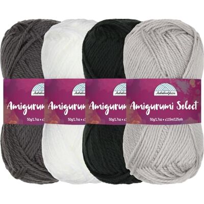 BambooMN JubileeYarn Filato Amigurumi Select Baby Acrylic Sfumature di grigio 4 matasse BambooMN JubileeYarn Filato Amigurumi Select Baby Acrylic Sfumature di grigio 4 matasse