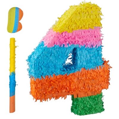 Relaxdays Pinata Numero 4, Arcobaleno Compleanno, HLP: 50,5 x 35,5 x 7,5 cm, da riempire, Colorata Relaxdays Pinata Numero 4, Arcobaleno Compleanno, HLP: 50,5 x 35,5 x 7,5 cm, da riempire, Colorata