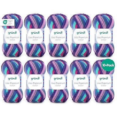 Gründl Lana Lisa Premium Color 10 gomitoli da 50 g, Mare-magenta filato sfumato per maglia filato per uncinetto morbido e delicato sulla pelle 100% poliacrilico 50 g / 133 m Gründl Lana Lisa Premium Color 10 gomitoli da 50 g, Mare-magenta filato sfumato per maglia filato per uncinetto morbido e delicato sulla pelle 100% poliacrilico 50 g / 133 m