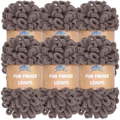 BambooMN JubileeYarn, Gomitolo di filato ad anelli Jumbo, da intrecciare con le dita, 100 g/filato, colore Cacao (marrone), confezione da 6 BambooMN JubileeYarn, Gomitolo di filato ad anelli Jumbo, da intrecciare con le dita, 100 g/filato, colore Cacao (marrone), confezione da 6