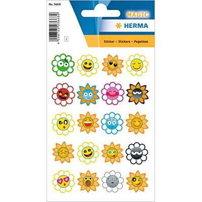 HERMA Puffy Sticker per bambini Crazy Suns (20 adesivi in plastica glitterata) autoadesivi permanenti per ragazze e ragazzi, colorati HERMA Puffy Sticker per bambini Crazy Suns (20 adesivi in plastica glitterata) autoadesivi permanenti per ragazze e ragazzi, colorati