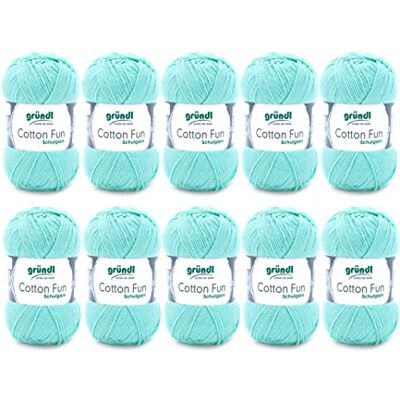 Gründl Lana Cotton Fun Filato uncinetto 10 gomitoli da 50 g, Menta Gründl Lana Cotton Fun Filato uncinetto 10 gomitoli da 50 g, Menta