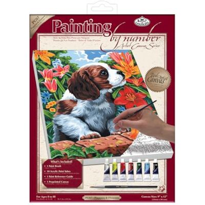 Royal & Langnickel Royal Langnickel Kit per Tela da Dipingere con Numeri, Motivo: Cucciolo con Fiori, Serie Tele Artistiche Piccole Royal & Langnickel Royal Langnickel Kit per Tela da Dipingere con Numeri, Motivo: Cucciolo con Fiori, Serie Tele Artistiche Piccole