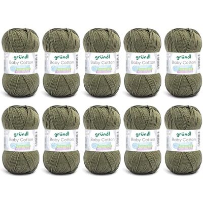 Gründl Lana Baby Cotton Lana per Bambini per Maglia e Uncinetto Resistente e Facile da Lavare 50% Cotone, 50% Poliacrilico 10 Gomitoli da 50g/140m Ferri 3,5-4,5 olive Gründl Lana Baby Cotton Lana per Bambini per Maglia e Uncinetto Resistente e Facile da Lavare 50% Cotone, 50% Poliacrilico 10 Gomitoli da 50g/140m Ferri 3,5-4,5 olive