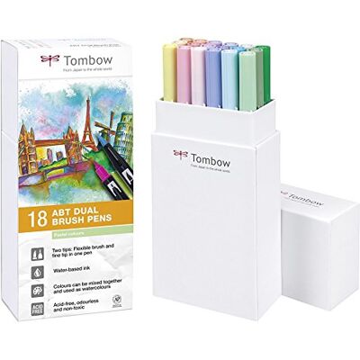 Tombow Fasermaler DUAL BRUSH PEN ABT, 18er-Set, Pastell- Tombow Fasermaler DUAL BRUSH PEN ABT, 18er-Set, Pastell-