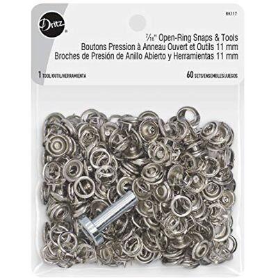 Dritz Snap 2 anelli aperti lati misura 16 nichel include bottoni automatici e chiusure per utensili, 7/16", 60 set Dritz Snap 2 anelli aperti lati misura 16 nichel include bottoni automatici e chiusure per utensili, 7/16", 60 set