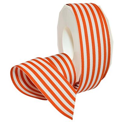 Morex Nastro decorativo a righe in poliestere grosgrain, 18 m, arancione, 3,8 cm Morex Nastro decorativo a righe in poliestere grosgrain, 18 m, arancione, 3,8 cm