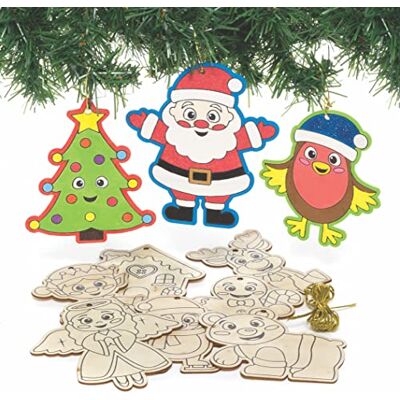 Baker Ross Decorazioni di Natale in Legno Confezione da 12, Ornamenti Natalizi per Bambini, Crea Le Tue Decorazioni da Colorare e Decorare Baker Ross Decorazioni di Natale in Legno Confezione da 12, Ornamenti Natalizi per Bambini, Crea Le Tue Decorazioni da Colorare e Decorare