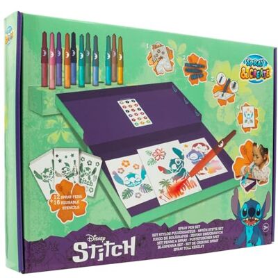 Disney Lilo & Stitch Set di Penne Spray Colorate Set da Disegno e Colorazione ad Aerografo per Bambini con Pennarelli e Stencil (Desktop Box ST23368) Disney Lilo & Stitch Set di Penne Spray Colorate Set da Disegno e Colorazione ad Aerografo per Bambini con Pennarelli e Stencil (Desktop Box ST23368)