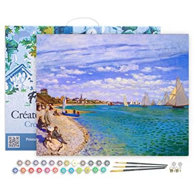 ART Dipingere con i Numeri con Telaio Paint by Numbers Regata a Sainte-Adresse Monet, Passatempo per Adulti, Kit Completo, Hobby Creativi Quadri fai da te 40x50cm Tela Già Incorniciata ART Dipingere con i Numeri con Telaio Paint by Numbers Regata a Sainte-Adresse Monet, Passatempo per Adulti, Kit Completo, Hobby Creativi Quadri fai da te 40x50cm Tela Già Incorniciata