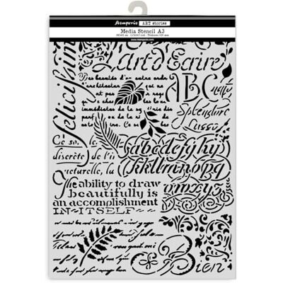 Stamperia Big Stencil A3 for Scrapbooks, Albums, Cards, Bullet Journalling, and More, Flexible Material, Easy to Clean, Perfect for Hobbies, Crafts and Gifting (Art Stories, Writings) Stamperia Big Stencil A3 for Scrapbooks, Albums, Cards, Bullet Journalling, and More, Flexible Material, Easy to Clean, Perfect for Hobbies, Crafts and Gifting (Art Stories, Writings)