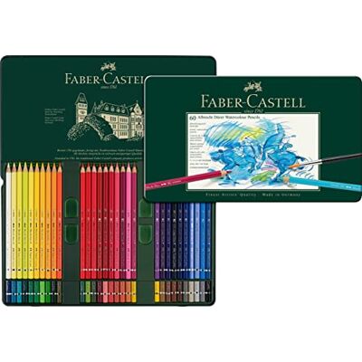 Faber-Castell Albrecht Dürer Matite Acquerellabili, Barattolo con 60 Matite, Mina da 3,8 mm, Set Matite Colorate Professionali con Pigmenti Idrosolubili che si Trasformano con Poche Pennellate Faber-Castell Albrecht Dürer Matite Acquerellabili, Barattolo con 60 Matite, Mina da 3,8 mm, Set Matite Colorate Professionali con Pigmenti Idrosolubili che si Trasformano con Poche Pennellate