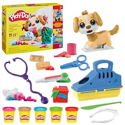Play-Doh Coffret Le Cabinet Vétérinaire, Mallette Transportable avec Chien, 10 Outils et 5 Pots de Pâte à Modeler Atoxique, Jouet Créatif pour Enfants dès 3 Ans Play-Doh Coffret Le Cabinet Vétérinaire, Mallette Transportable avec Chien, 10 Outils et 5 Pots de Pâte à Modeler Atoxique, Jouet Créatif pour Enfants dès 3 Ans