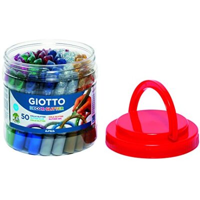 Giotto 545000-50 Colle Glitter 10.5 ml in Barattolo, Colori Assortiti Giotto 545000-50 Colle Glitter 10.5 ml in Barattolo, Colori Assortiti