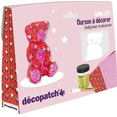 décopatch KIT037C Mini-kit orsacchiotto Kit completo che include un animale in cellulosa dipinto di bianco 2 fogli 1 pennello 1 vasetto di colla vernice- FAI DA TE e Hobby Creativi décopatch KIT037C Mini-kit orsacchiotto Kit completo che include un animale in cellulosa dipinto di bianco 2 fogli 1 pennello 1 vasetto di colla vernice- FAI DA TE e Hobby Creativi
