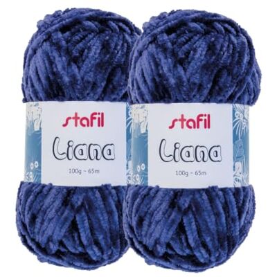 Stafil Filato Liana Effetto Morbida Ciniglia 100 g Set 2 Gomitoli Colore Blu Scuro Stafil Filato Liana Effetto Morbida Ciniglia 100 g Set 2 Gomitoli Colore Blu Scuro