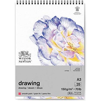 Winsor & Newton Carta Disegno Blocco a Spirale Grana Fine 150 g A3-25 Fogli Winsor & Newton Carta Disegno Blocco a Spirale Grana Fine 150 g A3-25 Fogli