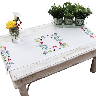 Trimits Kit da ricamo, runner da tavola, include tessuto stampato, fili, ago e istruzioni, 40 x 100 cm, funghi velenosi Trimits Kit da ricamo, runner da tavola, include tessuto stampato, fili, ago e istruzioni, 40 x 100 cm, funghi velenosi