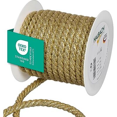 Halbach Seidenbänder Cordoncino oro di alta qualità, larghezza: 10 mm, lunghezza: 10 m, cordoncino per decorazioni, filo d'oro per artigianato fai da te e confezioni regalo, colore: oro Halbach Seidenbänder Cordoncino oro di alta qualità, larghezza: 10 mm, lunghezza: 10 m, cordoncino per decorazioni, filo d'oro per artigianato fai da te e confezioni regalo, colore: oro