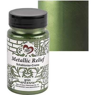 ideen mit herz Stencil Crema Metallizzata in Rilievo Fine Texture Pasta per Stencil Vernice per Stencil 90 ml a Base Acqua (Verde) ideen mit herz Stencil Crema Metallizzata in Rilievo Fine Texture Pasta per Stencil Vernice per Stencil 90 ml a Base Acqua (Verde)