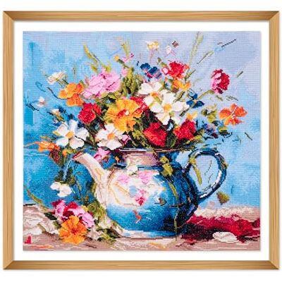 Trimits Kit per punto croce stampato, ricamo stampato, per adulti, principianti, bambini, regali di Natale, arte da parete, fiori selvatici Trimits Kit per punto croce stampato, ricamo stampato, per adulti, principianti, bambini, regali di Natale, arte da parete, fiori selvatici