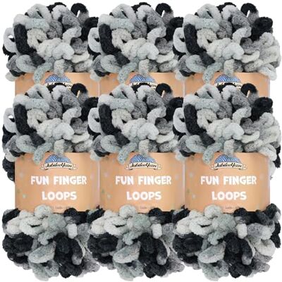BambooMN JubileeYarn Fun Finger Loops Yarn Jumbo poliestere 100 g/matassa Nemesis 6 matasse BambooMN JubileeYarn Fun Finger Loops Yarn Jumbo poliestere 100 g/matassa Nemesis 6 matasse