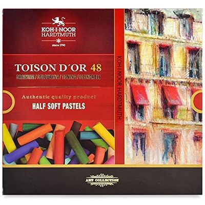 Koh-I-Noor Toison D'Or Pastelli rotondi di qualità per artisti, 48 pezzi, colori assortiti Koh-I-Noor Toison D'Or Pastelli rotondi di qualità per artisti, 48 pezzi, colori assortiti