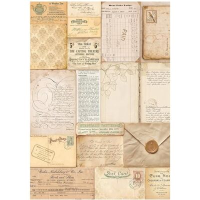 Stamperia International Carta di riso, lettere dell'armonia dorata, multicolore, formato A4 Stamperia International Carta di riso, lettere dell'armonia dorata, multicolore, formato A4