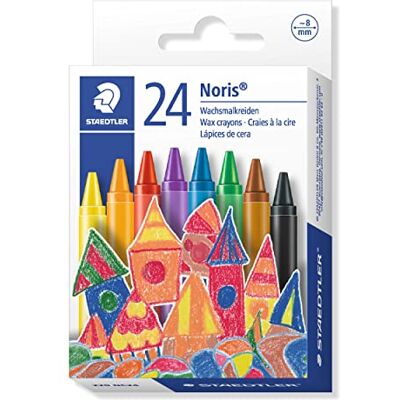 Staedtler Noris 220 Pastelli a cera – 24 colori, rivestiti in carta Sezione tonda 8 mm, colori vivaci assortiti – ideali per bambini – Art.-Nr. 220 NC24 Staedtler Noris 220 Pastelli a cera – 24 colori, rivestiti in carta Sezione tonda 8 mm, colori vivaci assortiti – ideali per bambini – Art.-Nr. 220 NC24