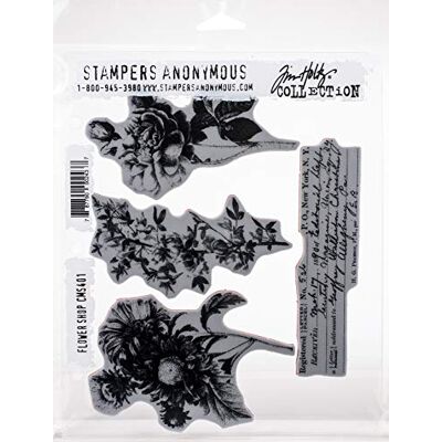 Stampers Anonymous Tim Holtz Cling RBBR Stamp Set FLWR, negozio di fiori, taglia unica Stampers Anonymous Tim Holtz Cling RBBR Stamp Set FLWR, negozio di fiori, taglia unica