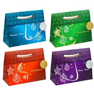 TSI 86417 Sacchetti da Regalo, 4 Motivi Elegante di Natale Con Applicazioni d'Argento/Dorato, Misura 26 X 32 X 13,5 Cm, Confezione da 12 Pezzi TSI 86417 Sacchetti da Regalo, 4 Motivi Elegante di Natale Con Applicazioni d'Argento/Dorato, Misura 26 X 32 X 13,5 Cm, Confezione da 12 Pezzi