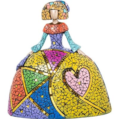 DRW Figura di una menina Cuore Mosaico in Resina Multicolore 15x27x28 cm DRW Figura di una menina Cuore Mosaico in Resina Multicolore 15x27x28 cm