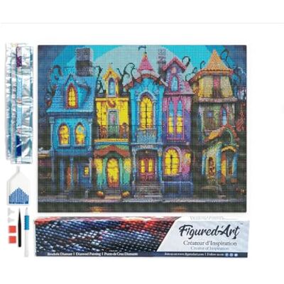 Diamond Painting Art 5D kit completo 40x50cm Tela Arrotolata Interamente da Ricoprire di Diamonds Quadrati Case Gotiche Colorate Pittura Diamante Attività Creativa per Adulti Diamond Painting Art 5D kit completo 40x50cm Tela Arrotolata Interamente da Ricoprire di Diamonds Quadrati Case Gotiche Colorate Pittura Diamante Attività Creativa per Adulti