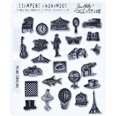 Stampers Anonymous Tim Holtz Set di timbri su Supporto Acrilico, timbri di Gomma Originali Piccole Cose Red Stampers Anonymous Tim Holtz Set di timbri su Supporto Acrilico, timbri di Gomma Originali Piccole Cose Red