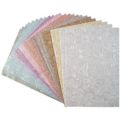 ideen mit herz Carta decorativa naturale, design floreale, carta naturale, carta colorata, fatta a mano, raffinata, goffrata, colorata, DIN A4, 24 fogli in 12 colori (design 01) ideen mit herz Carta decorativa naturale, design floreale, carta naturale, carta colorata, fatta a mano, raffinata, goffrata, colorata, DIN A4, 24 fogli in 12 colori (design 01)
