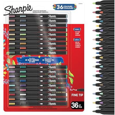 Sharpie Creative Marker Pennarelli Acrilici per Hobby Creativi Pennarelli a base d'acqua con punta fine Toni caldi Ideali per Fai da Te Decorazioni e Scuola Set da 36 Sharpie Creative Marker Pennarelli Acrilici per Hobby Creativi Pennarelli a base d'acqua con punta fine Toni caldi Ideali per Fai da Te Decorazioni e Scuola Set da 36