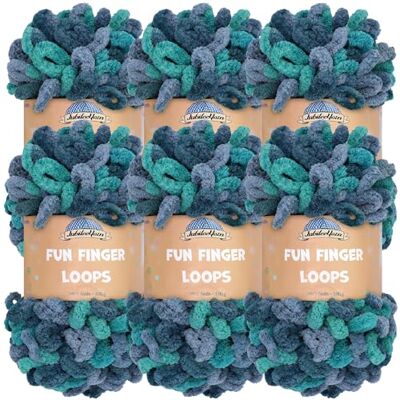 BambooMN JubileeYarn Fun Finger Loops Yarn Jumbo poliestere 100 g/matassa Poseidon 6 matasse BambooMN JubileeYarn Fun Finger Loops Yarn Jumbo poliestere 100 g/matassa Poseidon 6 matasse