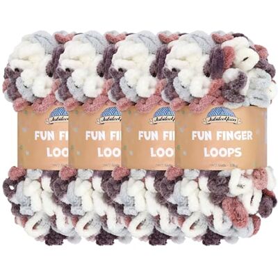 BambooMN JubileeYarn Gomitolo di lana ad anelli jumbo, poliestere, da intrecciare con le dita, matassa da 100 g, Hermes, 4 matasse BambooMN JubileeYarn Gomitolo di lana ad anelli jumbo, poliestere, da intrecciare con le dita, matassa da 100 g, Hermes, 4 matasse