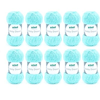 Gründl Lana Baby Dream (morbido filato per lavorare a maglia e all'uncinetto, in 100% poliestere, 50 g/136 m, spessore ferri: 5-6, 10 x 50 g/menta Gründl Lana Baby Dream (morbido filato per lavorare a maglia e all'uncinetto, in 100% poliestere, 50 g/136 m, spessore ferri: 5-6, 10 x 50 g/menta