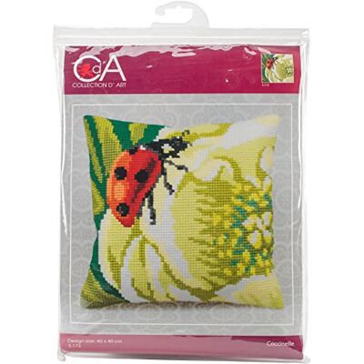 ART -40 x 40 cm, Motivo: Coccinella, Kit per Cuscino a Punto e Croce ART -40 x 40 cm, Motivo: Coccinella, Kit per Cuscino a Punto e Croce