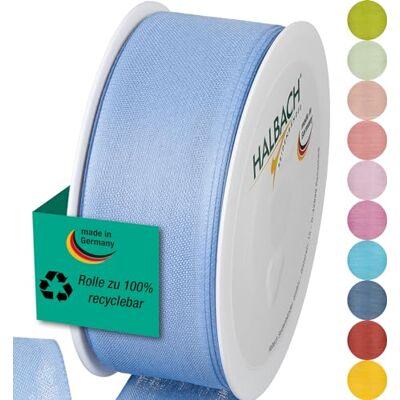Halbach Seidenbänder Nastro per regali, larghezza 40 mm, lunghezza 25 m, prodotto in Germania, nastri regalo in diversi colori e larghezze, perfetto per confezionare e decorare, colore: azzurro cielo Halbach Seidenbänder Nastro per regali, larghezza 40 mm, lunghezza 25 m, prodotto in Germania, nastri regalo in diversi colori e larghezze, perfetto per confezionare e decorare, colore: azzurro cielo