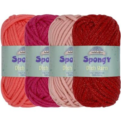 BambooMN JubileeYarn Gomitolo di filato spugnoso in nylon pettinato, 50 g/matassa, sfumature di rosso, 4 matasse BambooMN JubileeYarn Gomitolo di filato spugnoso in nylon pettinato, 50 g/matassa, sfumature di rosso, 4 matasse