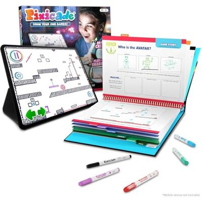 Abacus Brands Pixicade Giocattoli creativi fai da te dai 6 anni in su. Crea i tuoi videogiochi con 5 pennarelli e 108 pagine, disegno, scansione e gioca Abacus Brands Pixicade Giocattoli creativi fai da te dai 6 anni in su. Crea i tuoi videogiochi con 5 pennarelli e 108 pagine, disegno, scansione e gioca