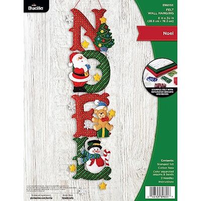 Bucilla Felt Wall Hanging Applique Kit-Noel Bucilla Felt Wall Hanging Applique Kit-Noel