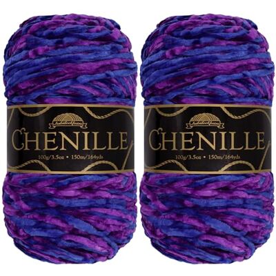 BambooMN JubileeYarn Filato di ciniglia, peso pettinato, 100 g/matassa, Elysium, 2 matasse BambooMN JubileeYarn Filato di ciniglia, peso pettinato, 100 g/matassa, Elysium, 2 matasse